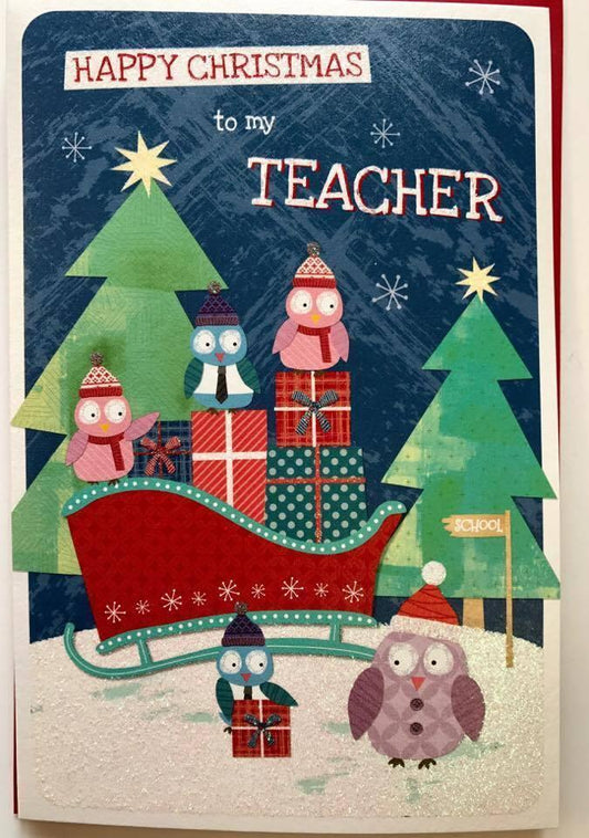 Teacher - Christmas School Thank you Appreciate Card 