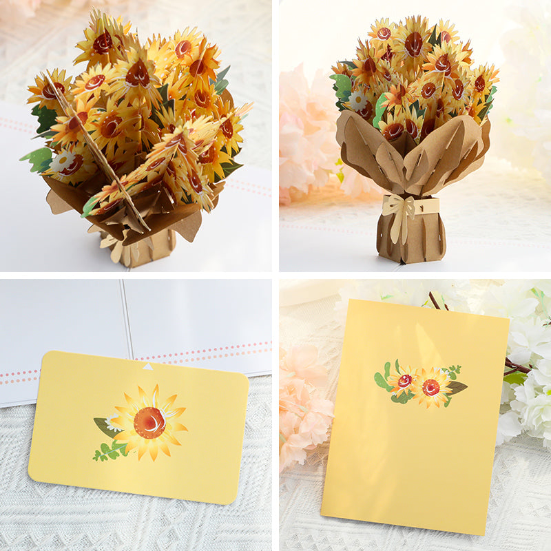 Bouquet of Sunflowers 3D Pop Up Greeting Card - Mother's Day Wedding Anniversary