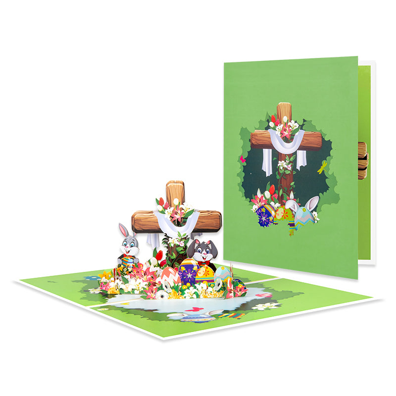 Cross Spring Scene Easter Blessings 3D Pop Up Card– Choice Wholesale