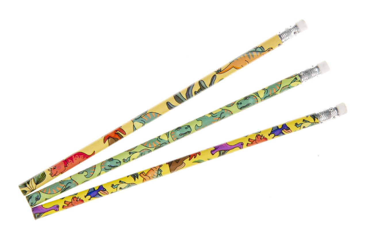 Pack of 12 Dinosaur Design Pencils with Eraser