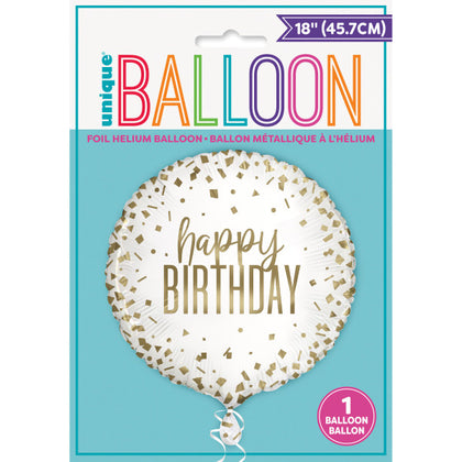 Confetti Gold Birthday Round Foil Balloon 18