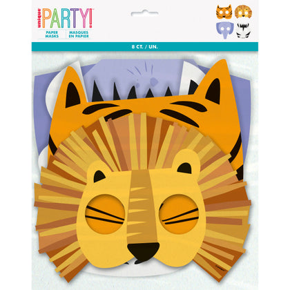 Pack of 8 Animal Safari Paper Masks