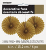 Pack of 3 Gold Solid 6" Tissue Paper Fans