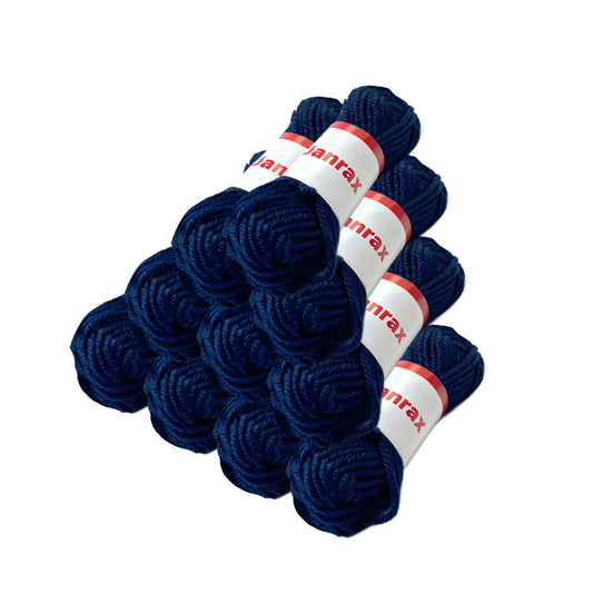 Pack of 10 Navy Blue Acrylic Yarn Rolls – 10g each, 4 Strand 8 Ply Knitting Wool