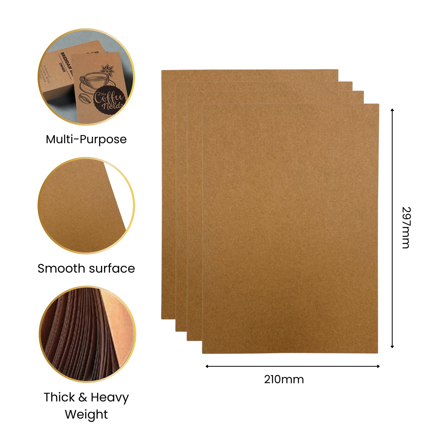 Pack of 60 A4 240gsm Kraft Card Sheets