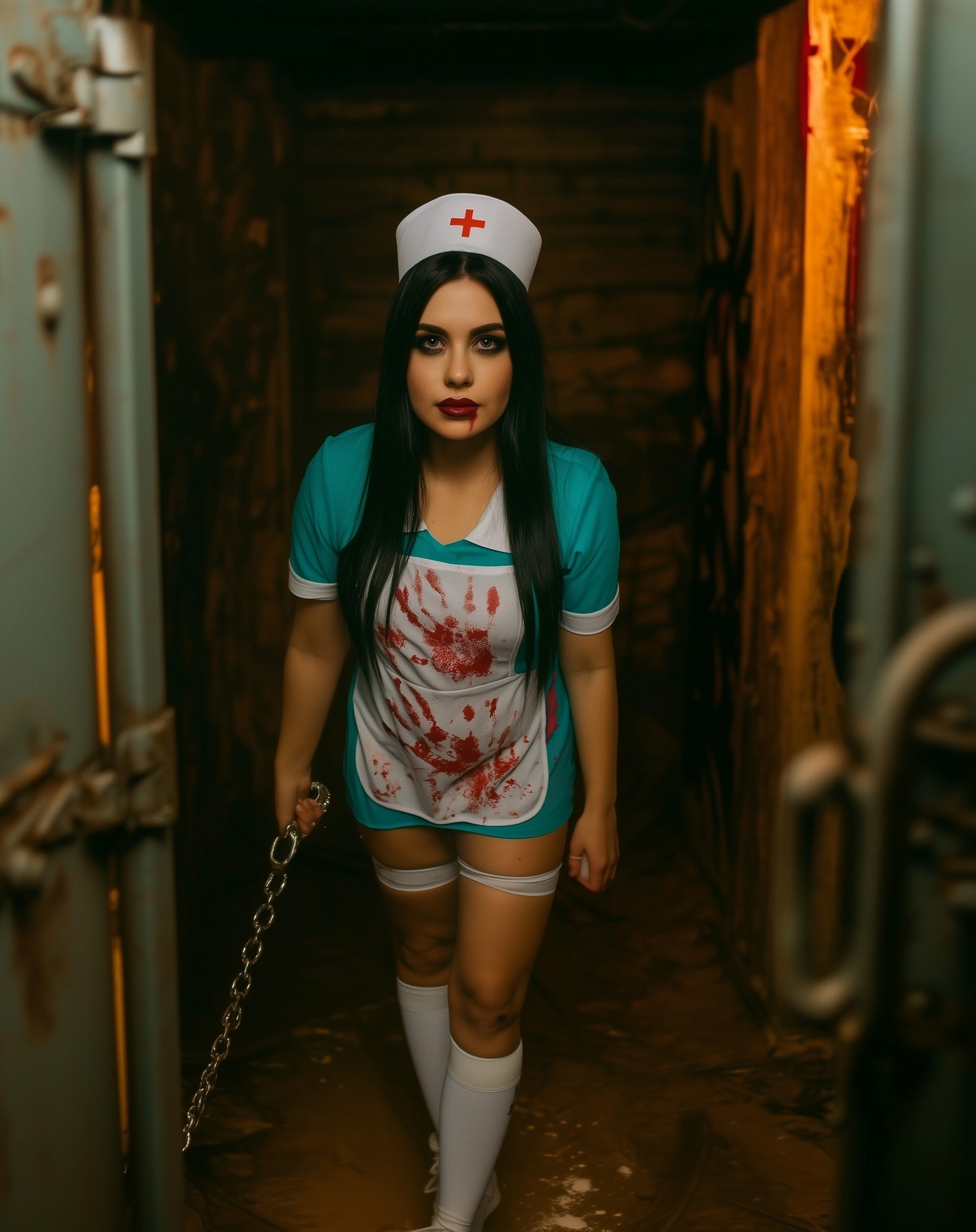 Adult Bloody Nurse Fancy Dress Up Costume