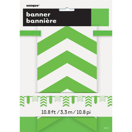 12ft Lime Green Dots & Stripes Paper Pennant Banner