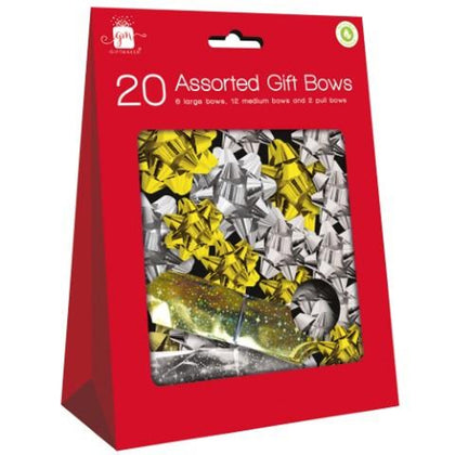 Pack of 20 Assorted Size Gold And Silver Christmas Bows