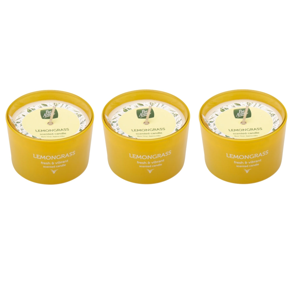 Pack of 3 Pan Aroma Lemongrass Scented Jar Candles 85g