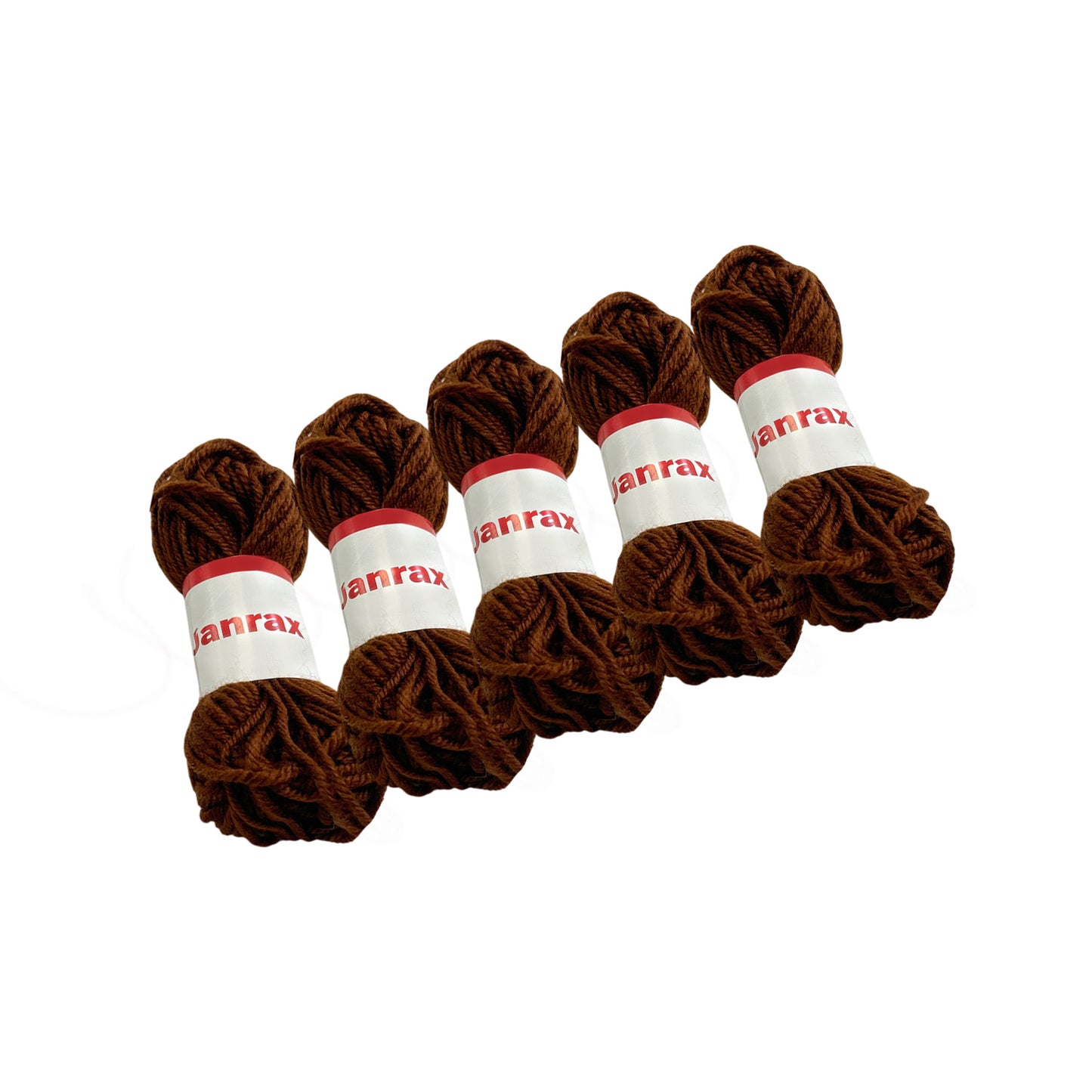 Pack of 5 Brown Acrylic Yarn Rolls – 10g each, 4 Strand 8 Ply Knitting Wool