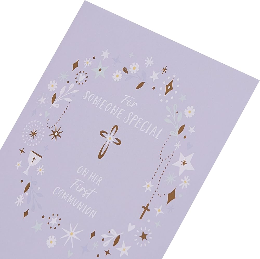 Wreath with Cross Design Communion Congratulations Card