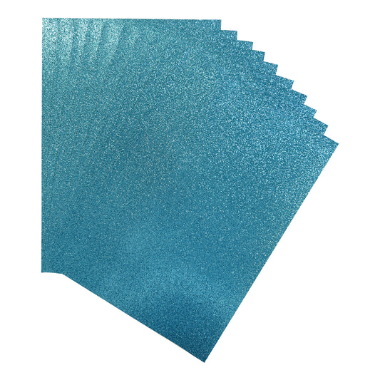 Pack of 10 A4 Sky Blue Coloured Glitter Card 230gsm Sheets