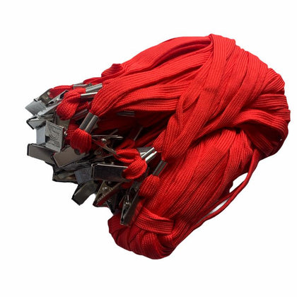 Pack of 100 Red Colour Lanyards with Badge Clip 95cm
