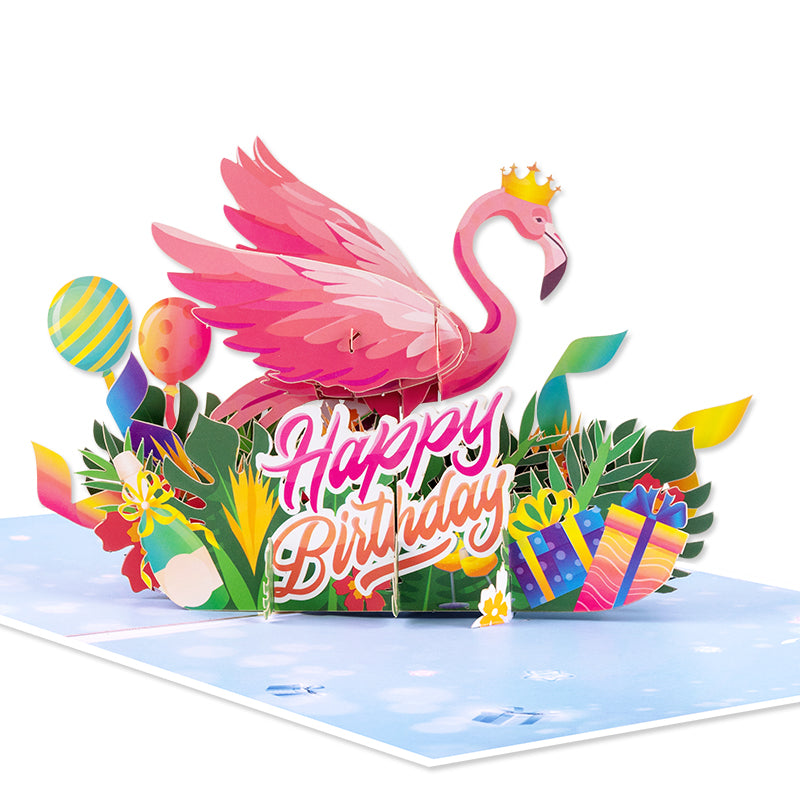 Pink Party Bird 3D Flamingo 3D Pop Up Birthday Card