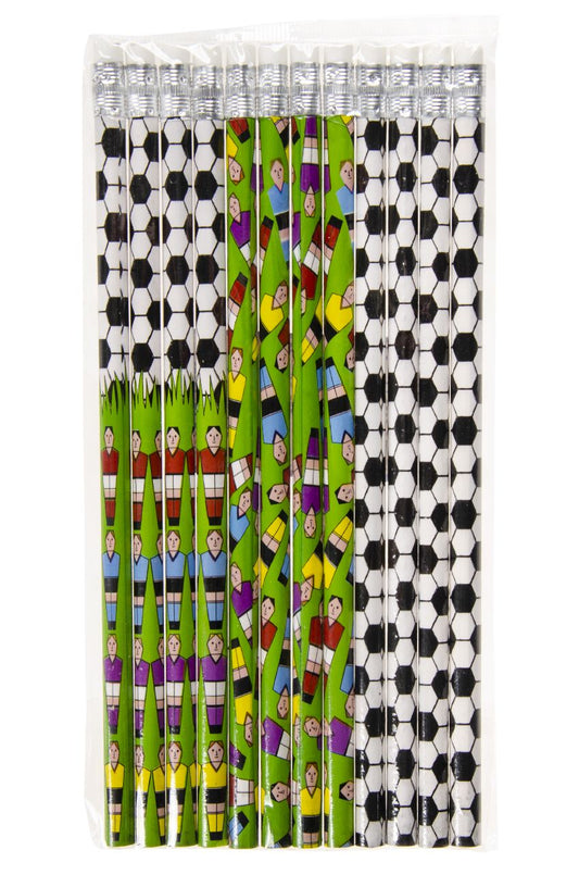 Pack of 12 Coloured Football Design Pencil with Eraser