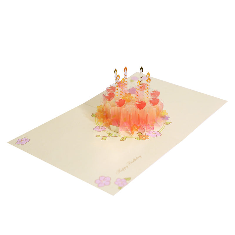 Orange Crystal Cake 3D Pop Up Birthday Card