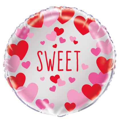Sweet Pink & Red Hearts Foil Balloon 18