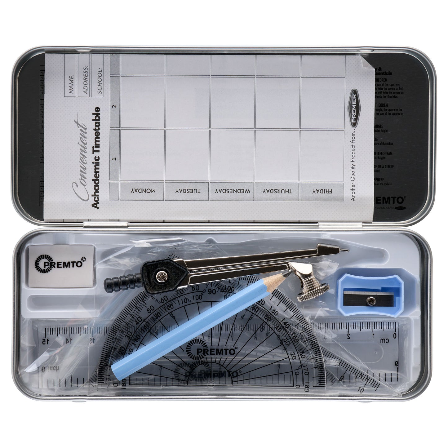 9 Piece Cornflower Blue Maths Set By Premto