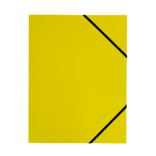 Janrax A4 Yellow Laminated Card 3 Flap Folder with Elastic Closure