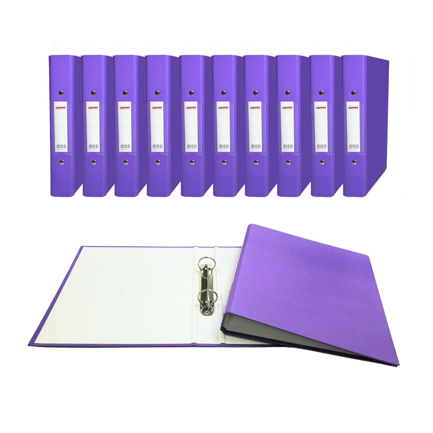 Pack of 5 A5 Purple Paper Over Board Ring Binders by Janrax