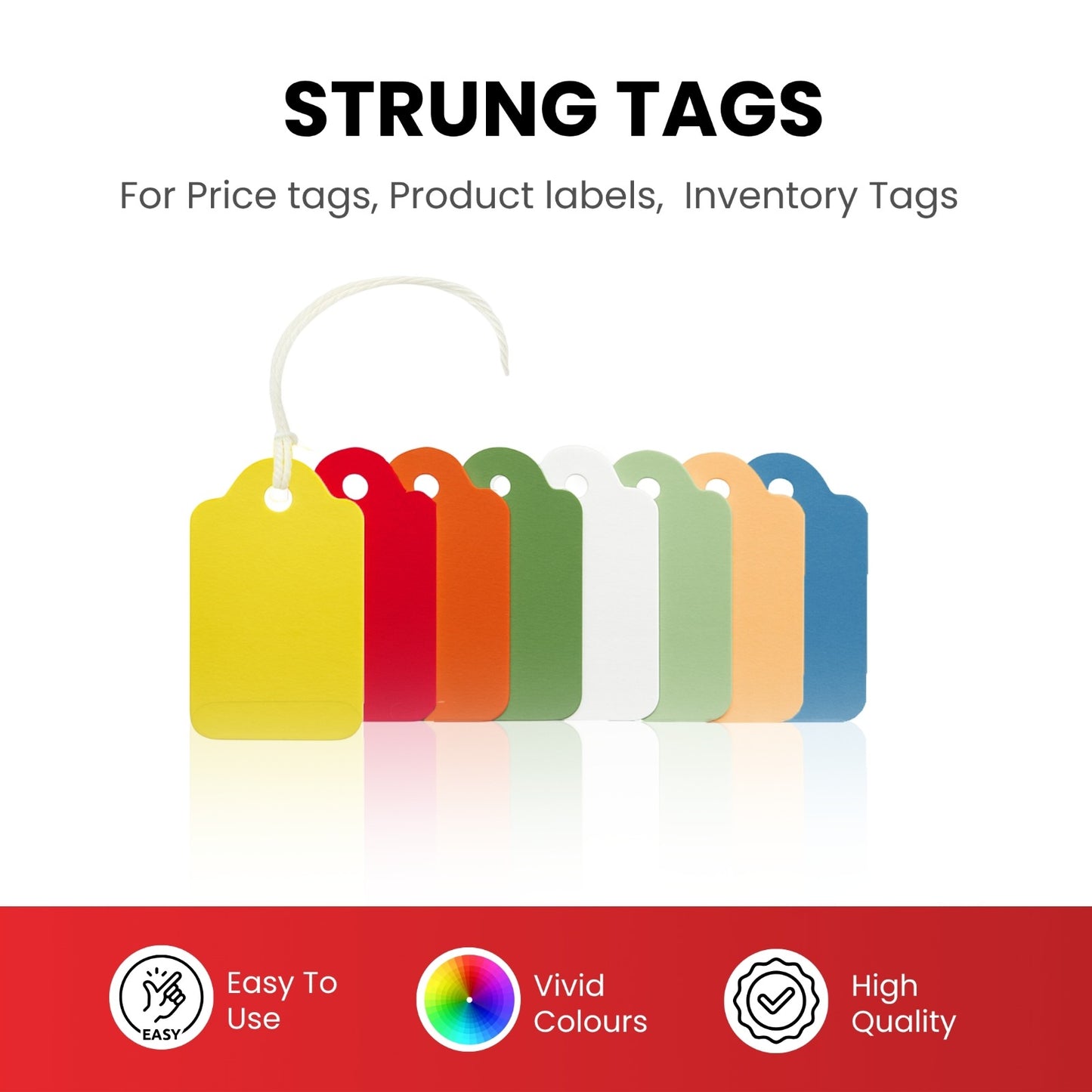 Pack of 100 Medium Yellow Strung Tags 25 x 39mm