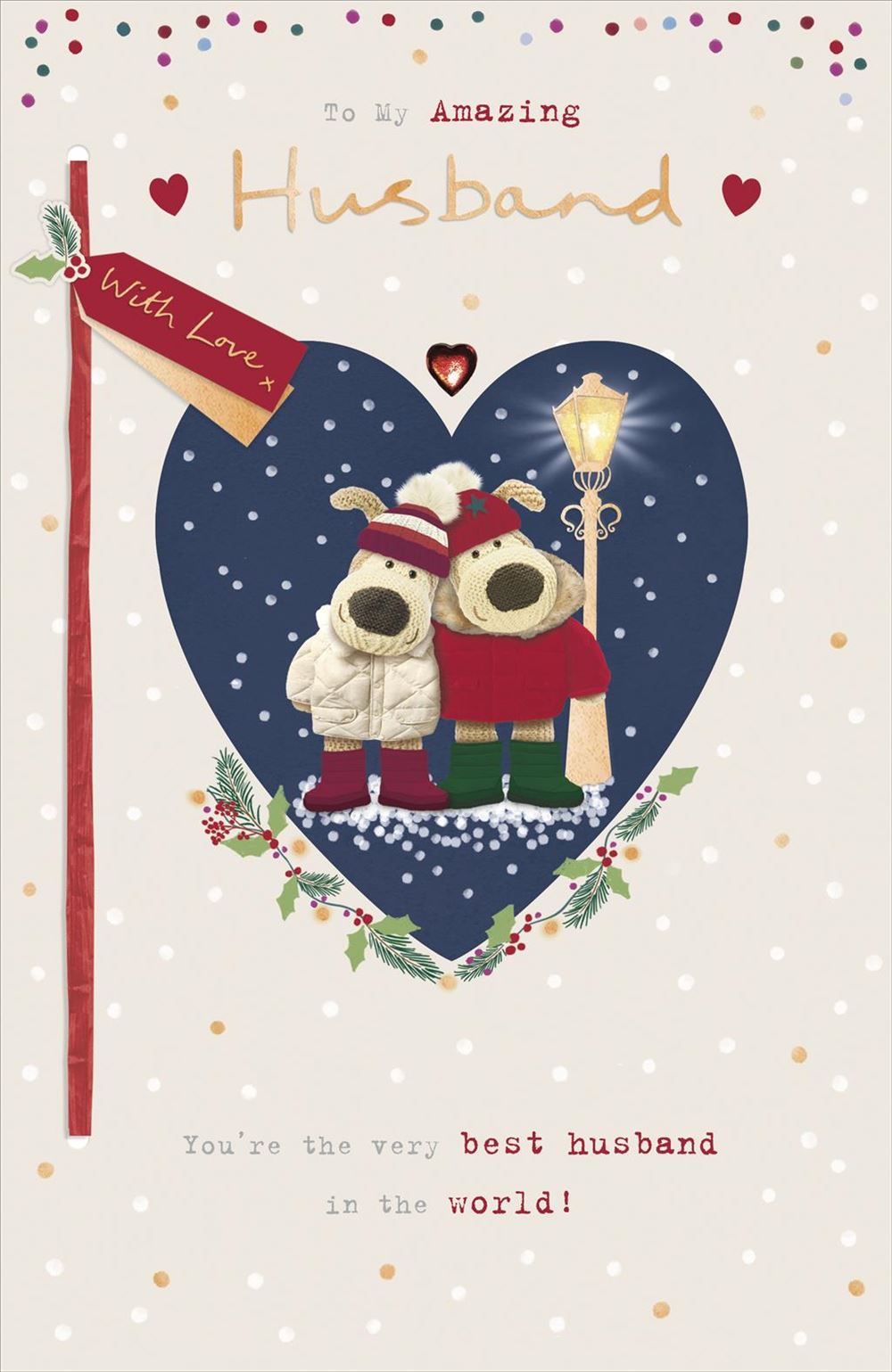 Boofles Inside Heart Husband Christmas Card