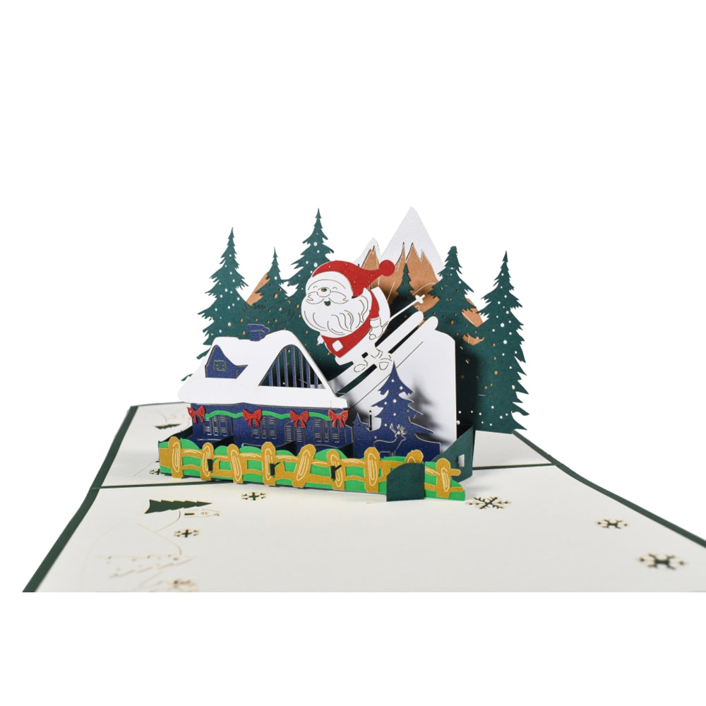 Frosty Fun Santa’s Ski Slope 3D Pop Up Christmas Card