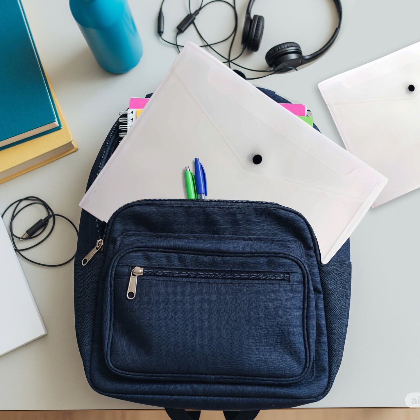 Pack of 20 Janrax A3 Clear Document Wallets - Button Stud Folder