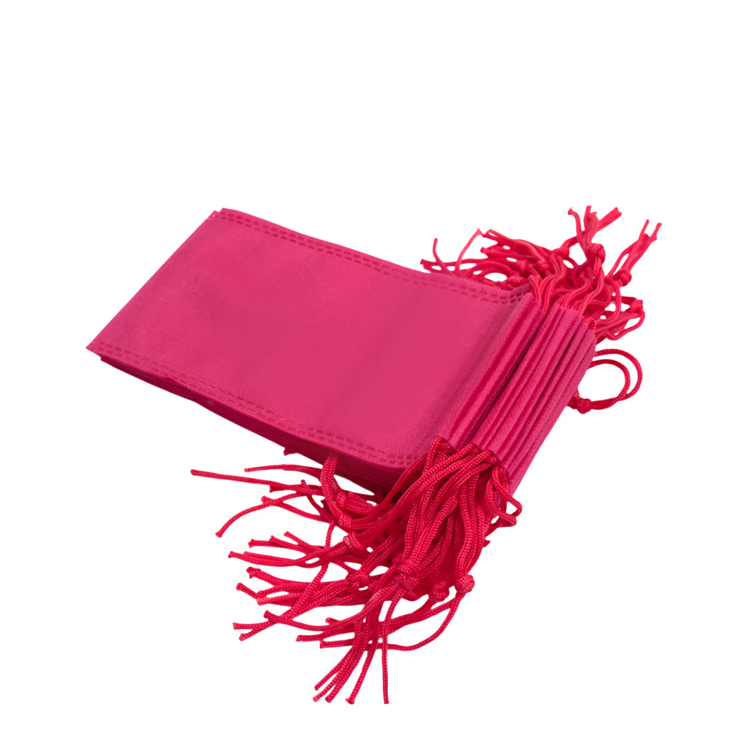 Pack of 25 Pink Coloured 19x10cm Non-Woven Drawstring Bags