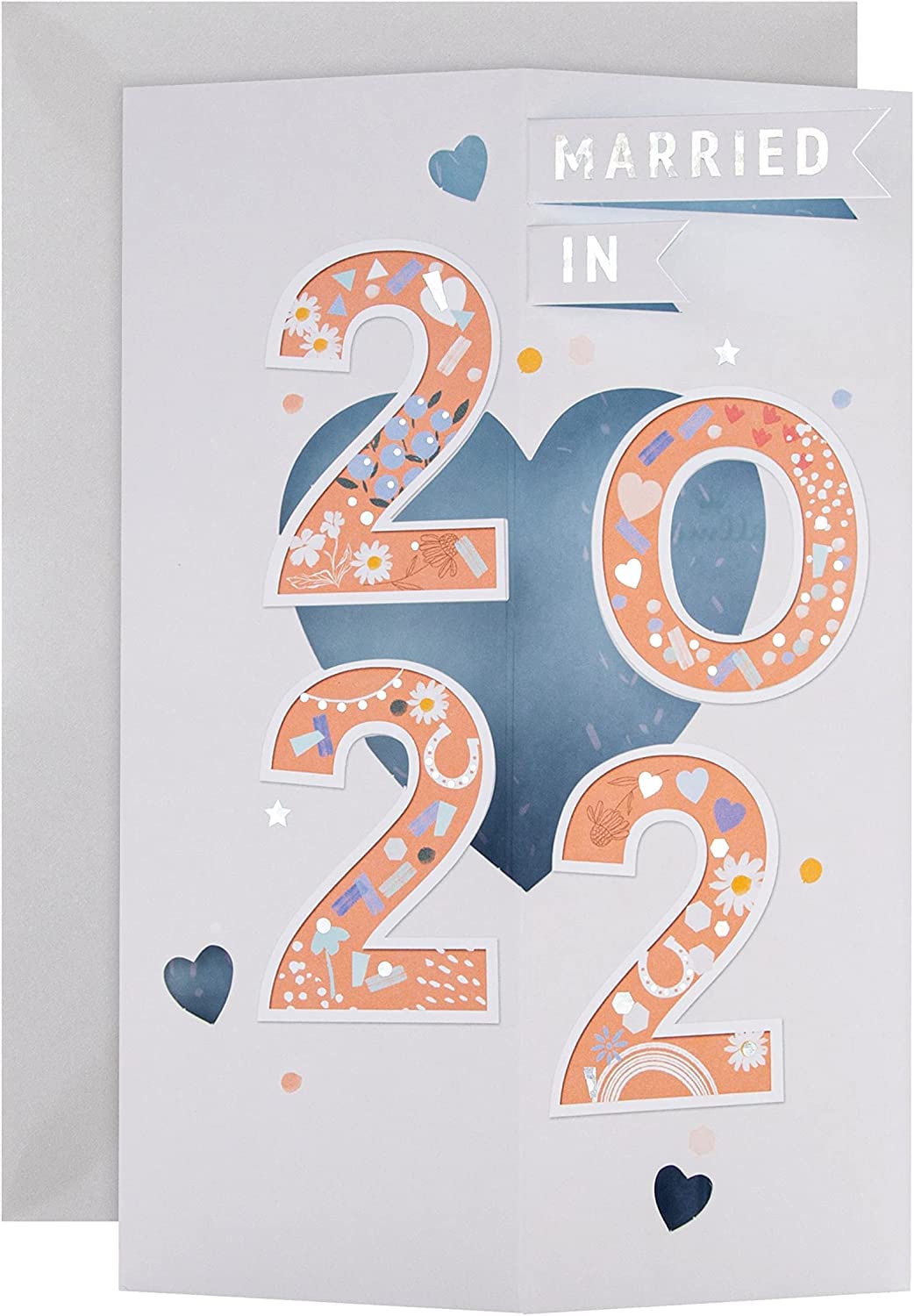 Multicolored 3D Cube Design Congratulations Wedding Card for 2022 {DC}