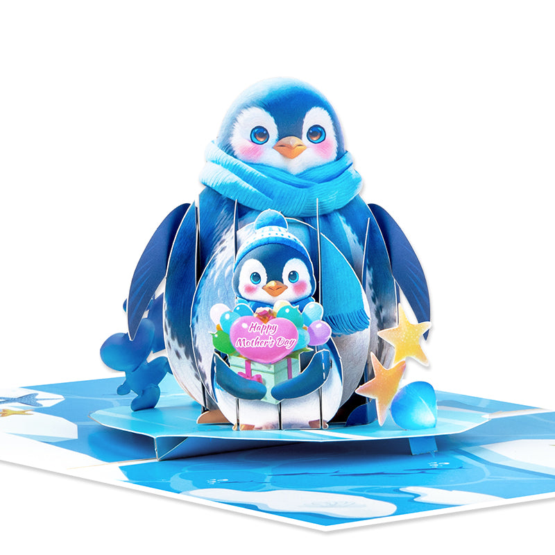 Frosty Hugs Cute Penguin Love 3D Mother’s Day Pop Up Card