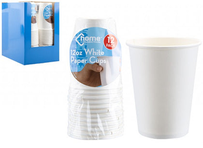 Pack of 12 12oz White Paper Cups