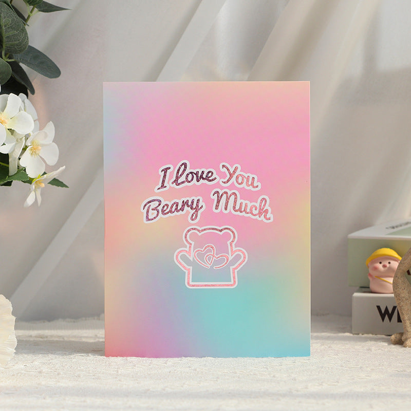 Beary Much in Love Bear 3D Pop Up Greeting Card - Valentine’s Day Anniversary Birthday Wedding