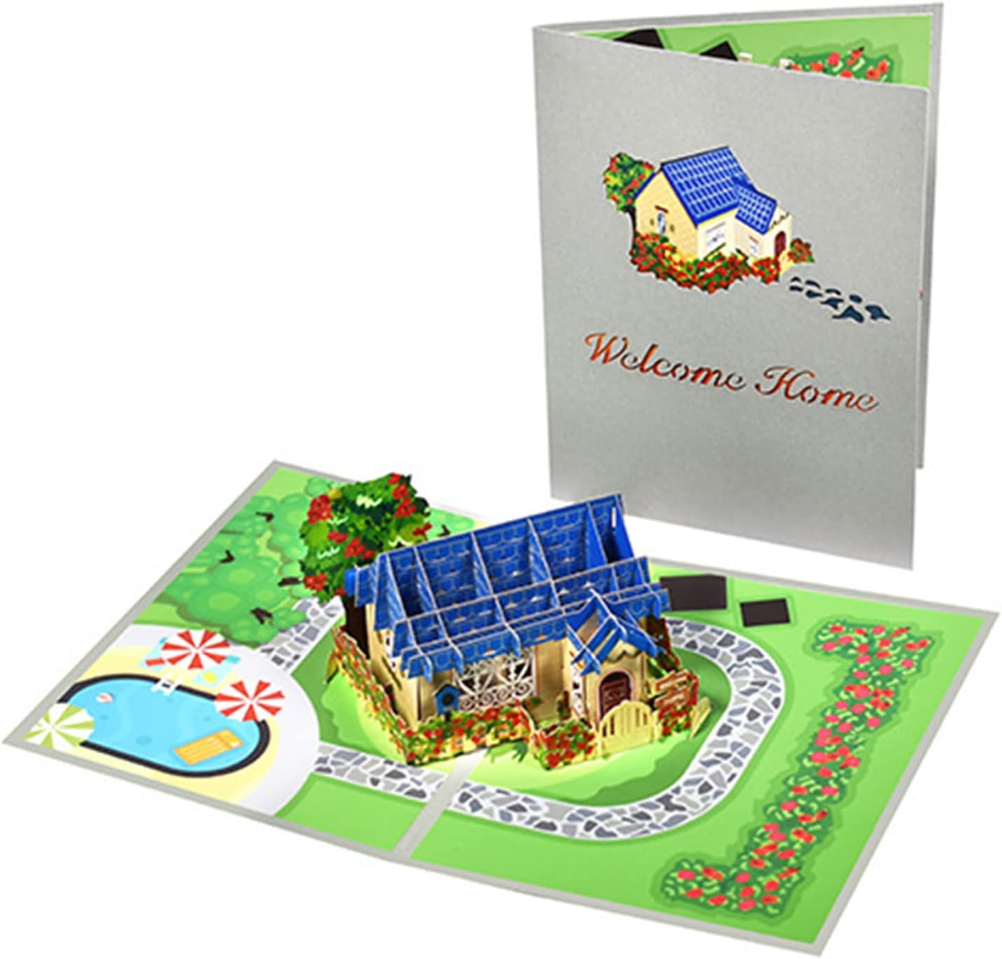 House and Garden 3D Pop Up Greeting Card for New Home or Housewarming