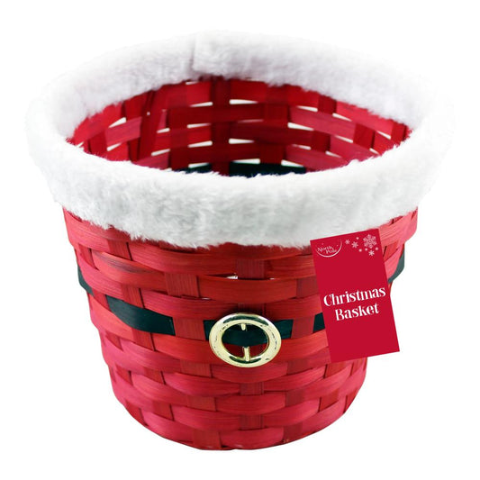 Red Round Christmas Hamper Basket 19cm