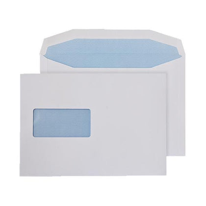 Pack of 500 162x238mm Window Gummed 90gsm White Machine Envelopes