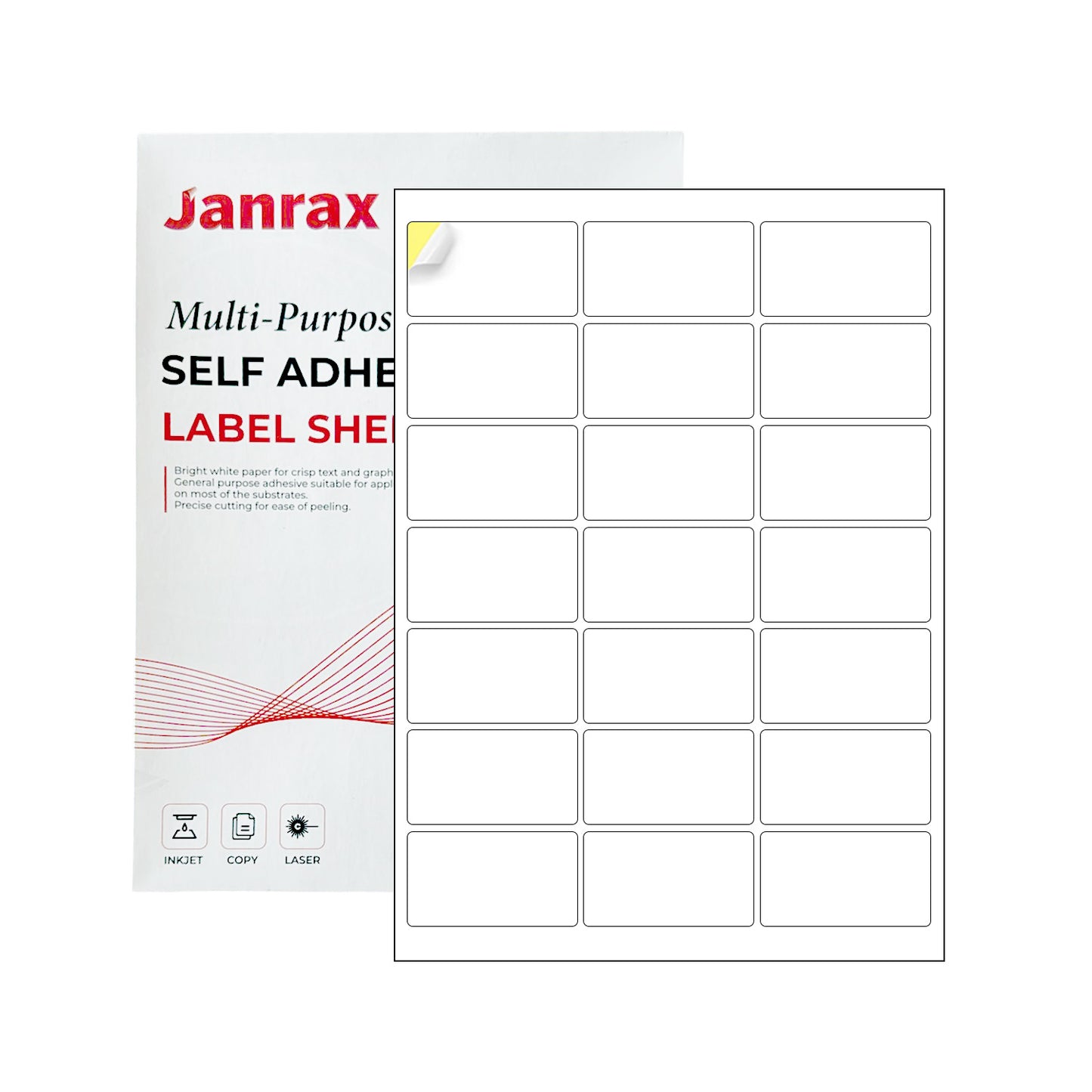 Pack of 2100 White 64x38mm Self Adhesive Labels (21 Labels per A4 Sheet)