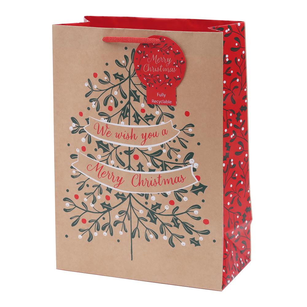 Pack of 12 Christmas Merry Berry Design Large Gift Bags