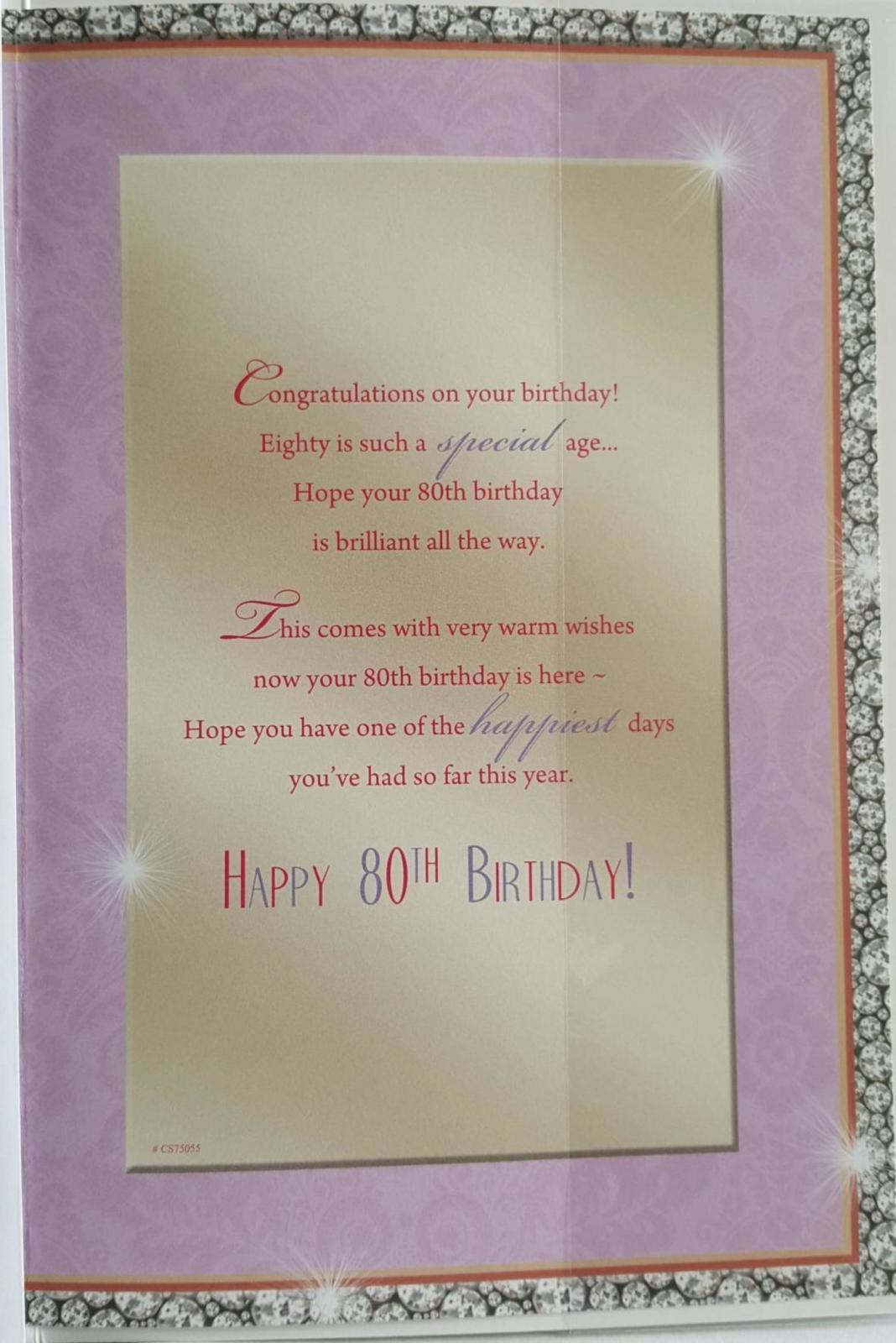  80TH Birthday Card Age 80 Sentimental words Greetings For Friend Or Anyone 