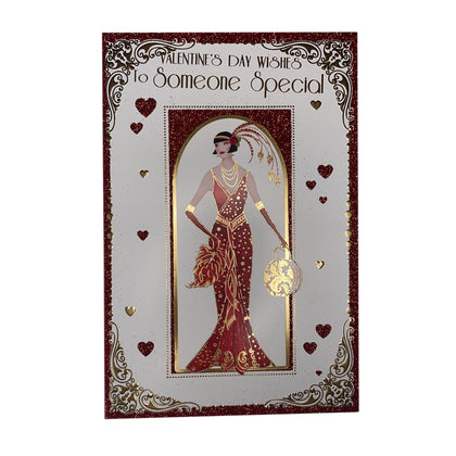 Valentine's Day Wishes To Someone Special Lady In Red Gown Design Female Card