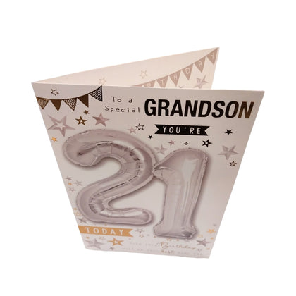 To A Special Grandson You're 21 Balloon Boutique Greeting Card