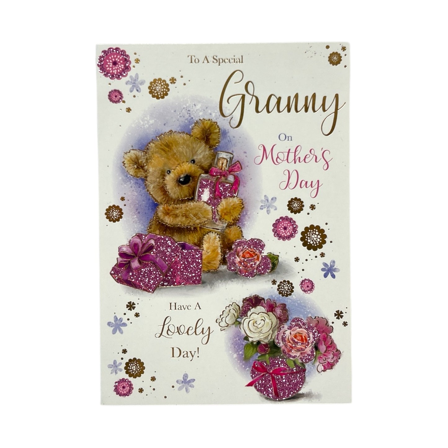 To A Special Granny Cute Teddy With Perfume Bottle Design Mother's Day Card