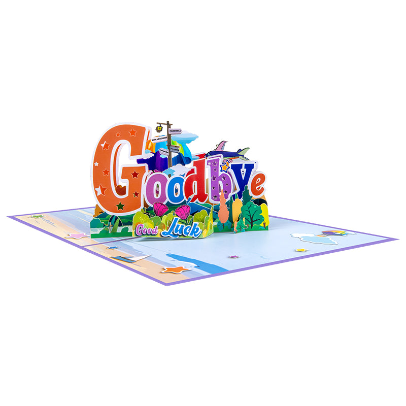 A Vibrant Goodbye & Good Luck 3D Pop Up Happy Farewell Card