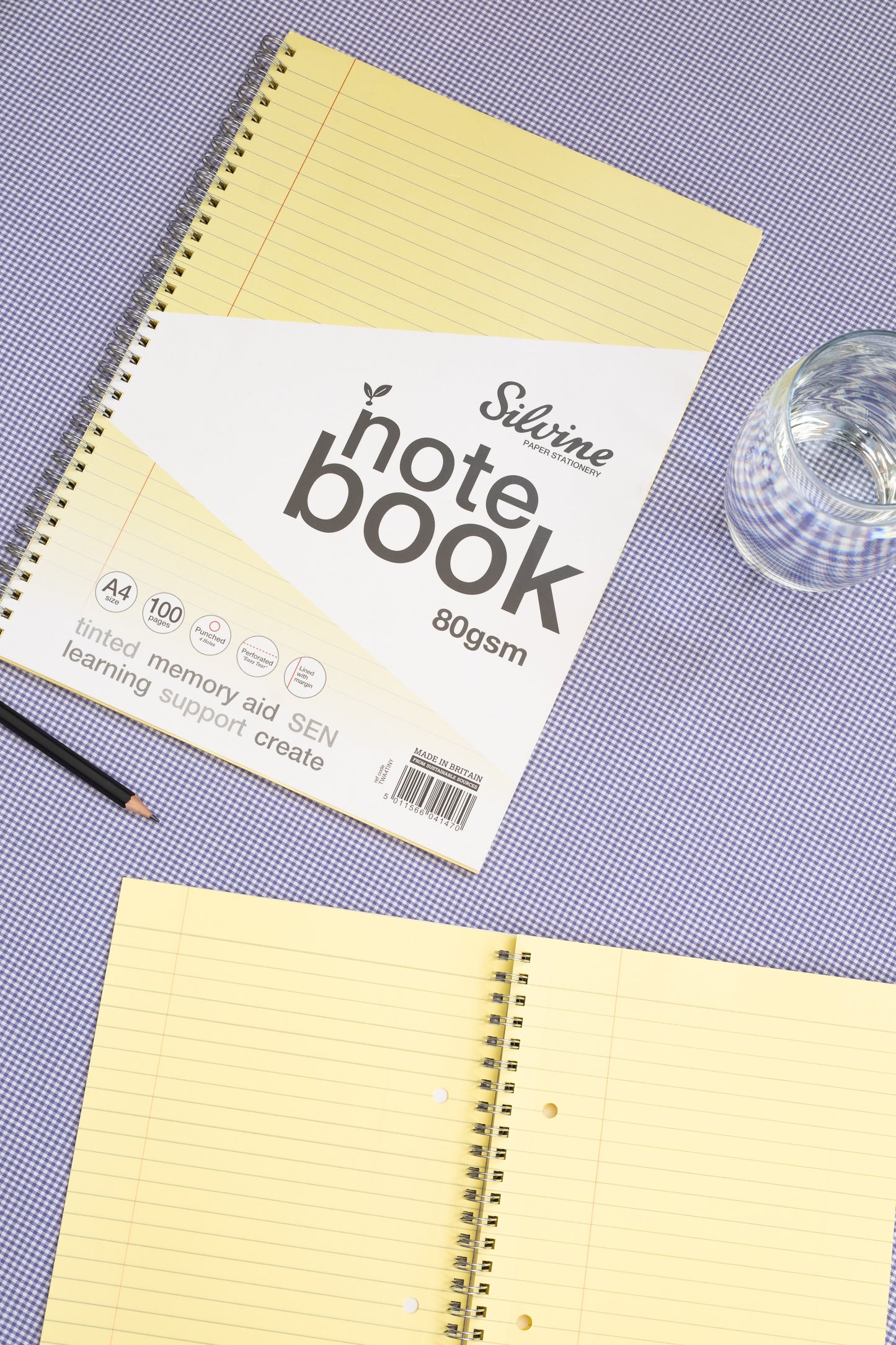 A4+ 100 Pages Twin Wire SEN Yellow Paper Dyslexia Notebook - Lined with Margin