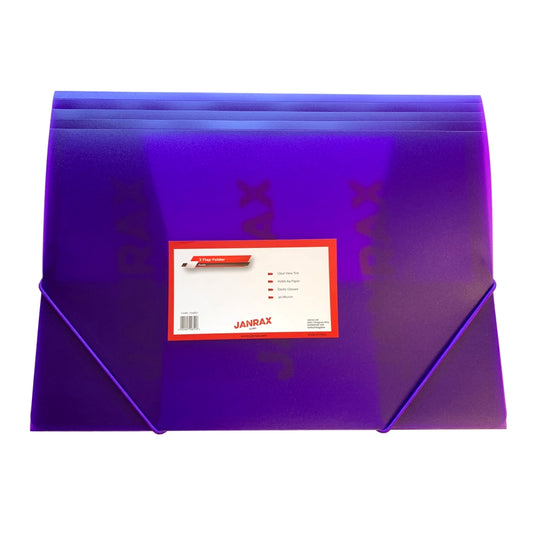 Pack of 12 A4 Clearview Purple 3 Flap Folders with Elasticated Closure