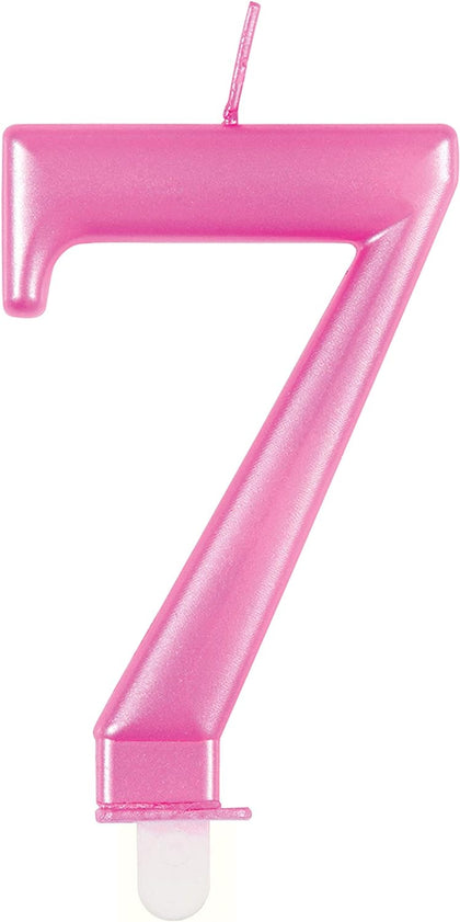 Metallic Pink Number 7 Birthday Candle