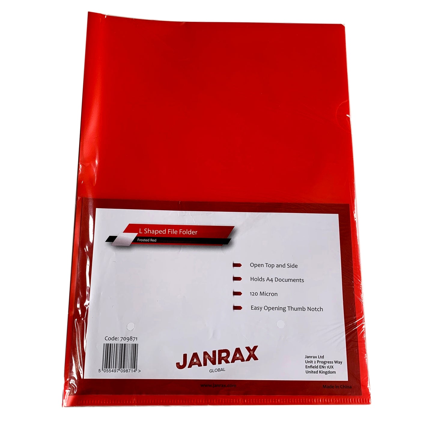 Pack of 1000 A4 Red L Shaped Open Top and Side Report File Folders