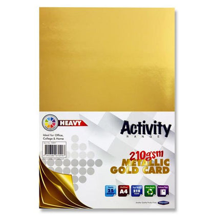 Pack of 25 A4 Metallic Gold Card Sheets by Premier Activity