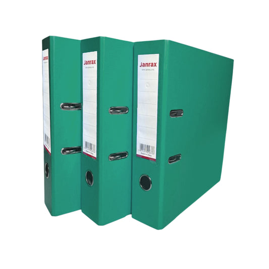 Pack of 3 A4 Green Paperbacked Lever Arch Files by Janrax