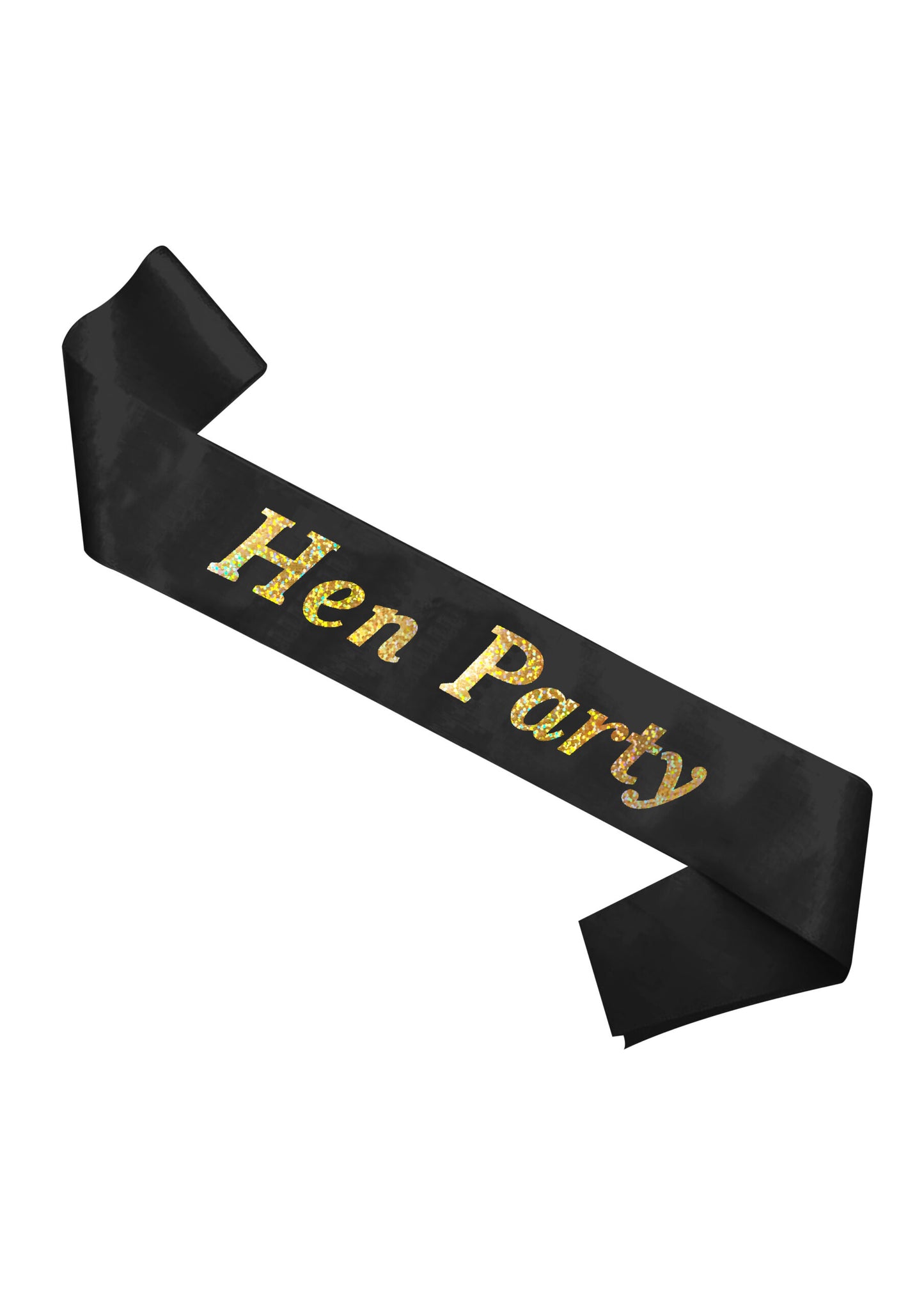 Hen Party Sash Black with Holographic Text